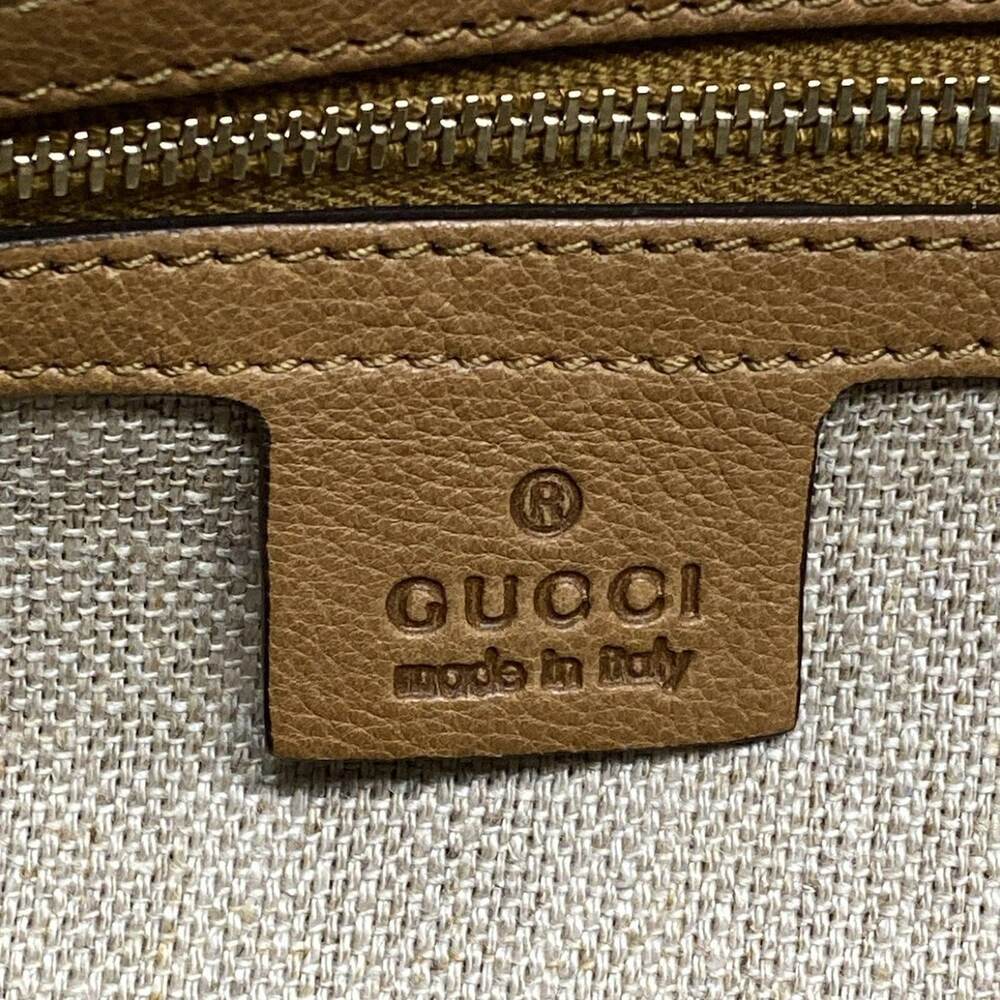 Gucci Marrakech Tote Bag 295326 Dark Brown Beige Light Brown Jacquard Leather - Picture 9 of 15